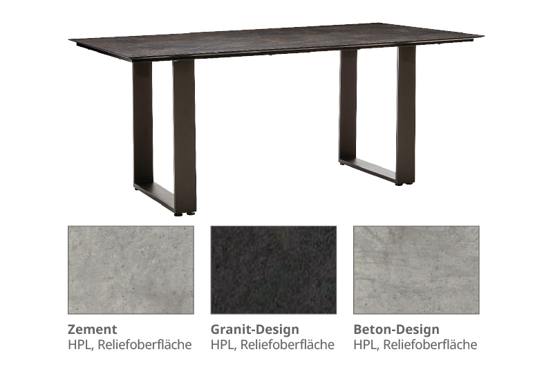 Tisch mit Designauswahl